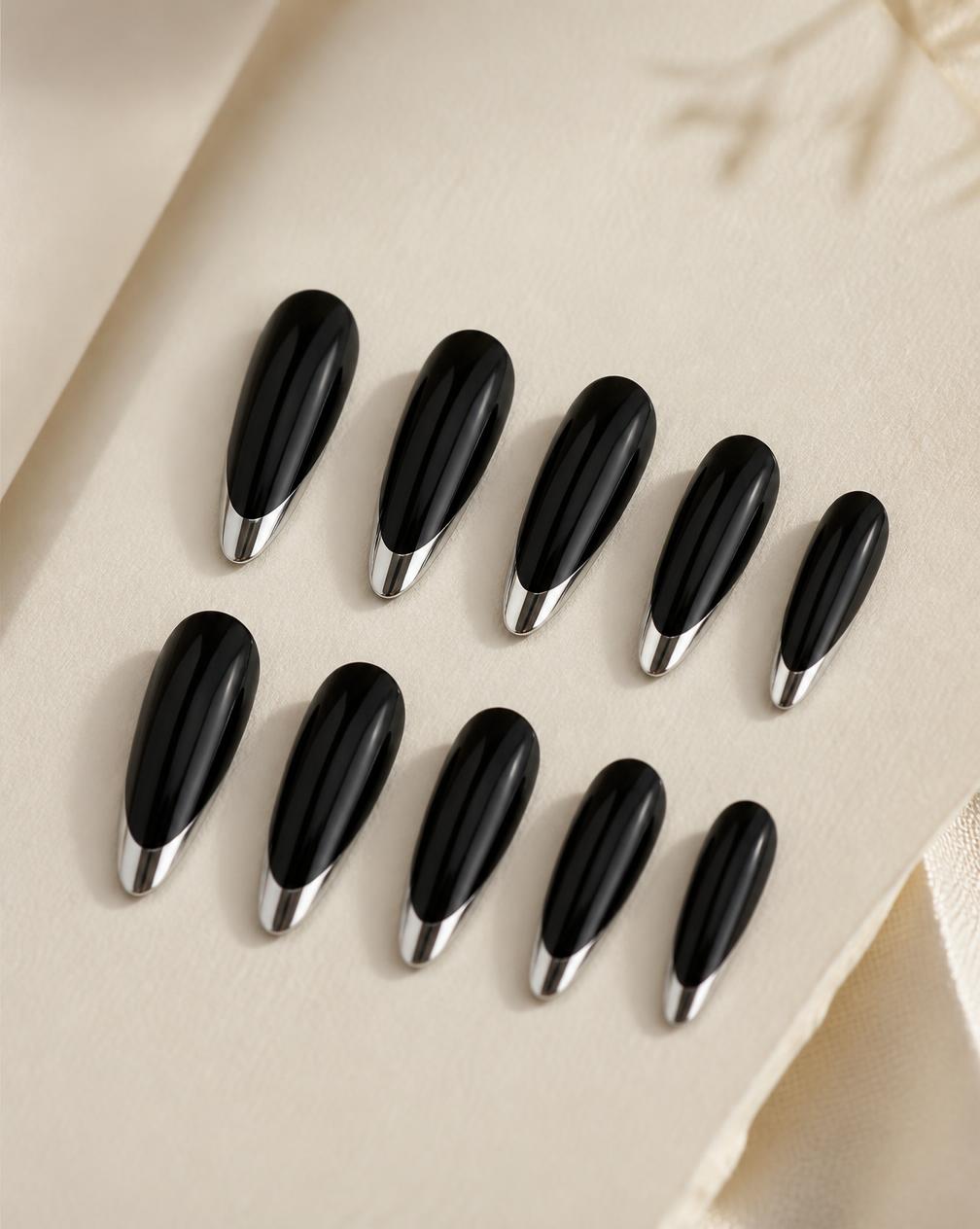 Set de press-on nails Noir Chrome ÉLI NAIL